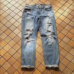 NWOT Eunina Size 5 Distressed Light Blue Ripped Girlfriend Jeans- like NEW